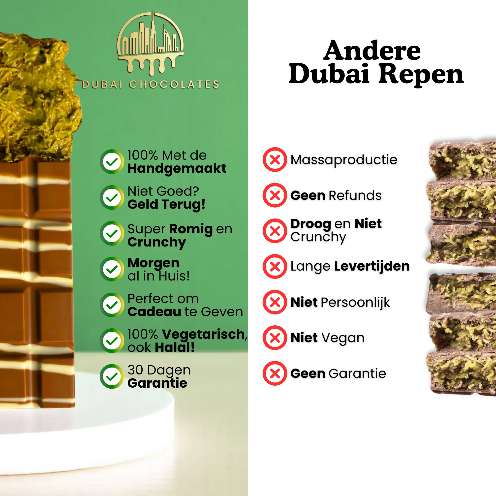 Dubai Chocolade Reep - Luxe Pistache & Knapperige Knafeh (220g) - Image 5