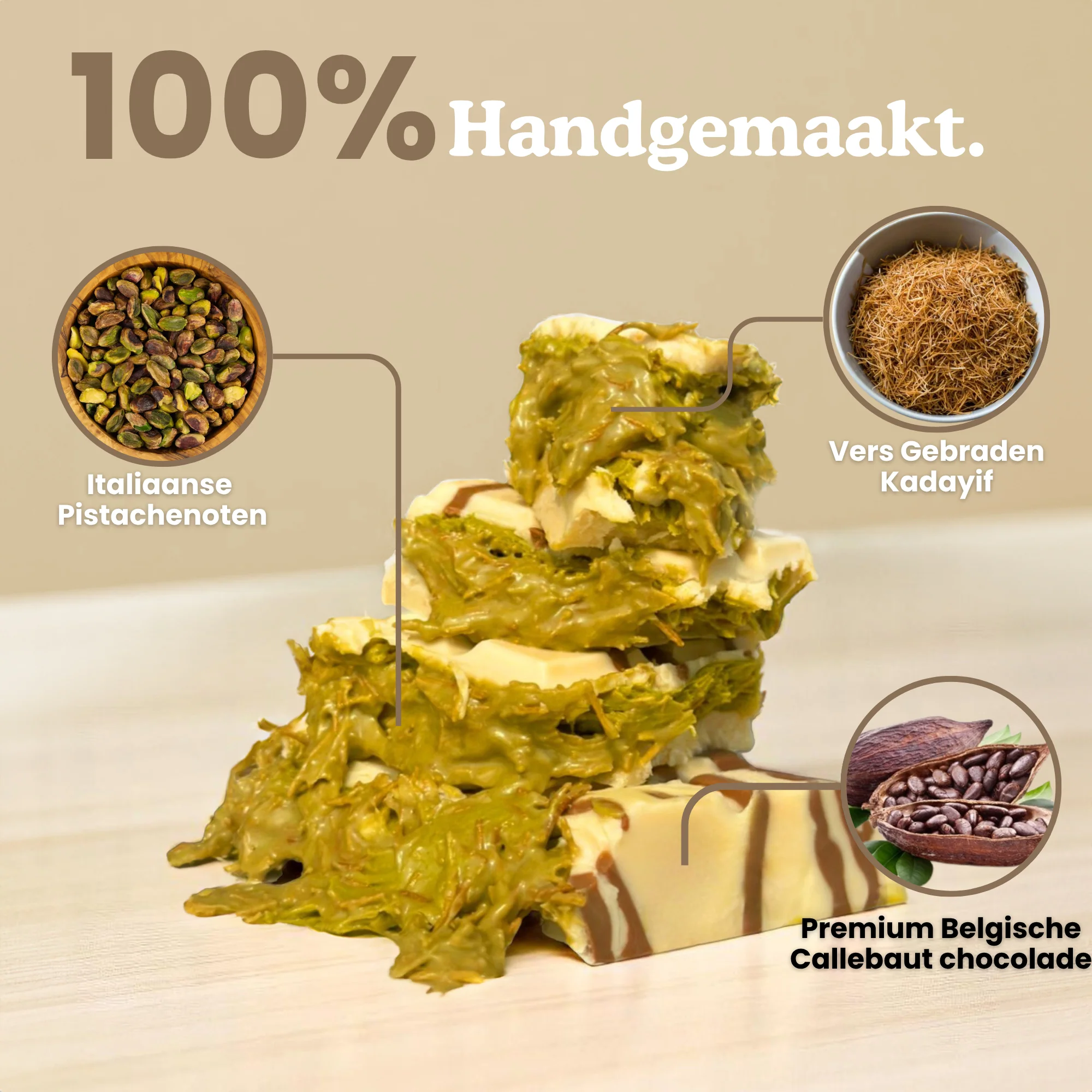 Dubai Chocolade Reep - Luxe Pistache & Knapperige Knafeh (220g) - Image 13